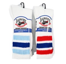 画像1: The Railroad Sock 2Pair Striped Crew Socks レイルロードソックス (1)