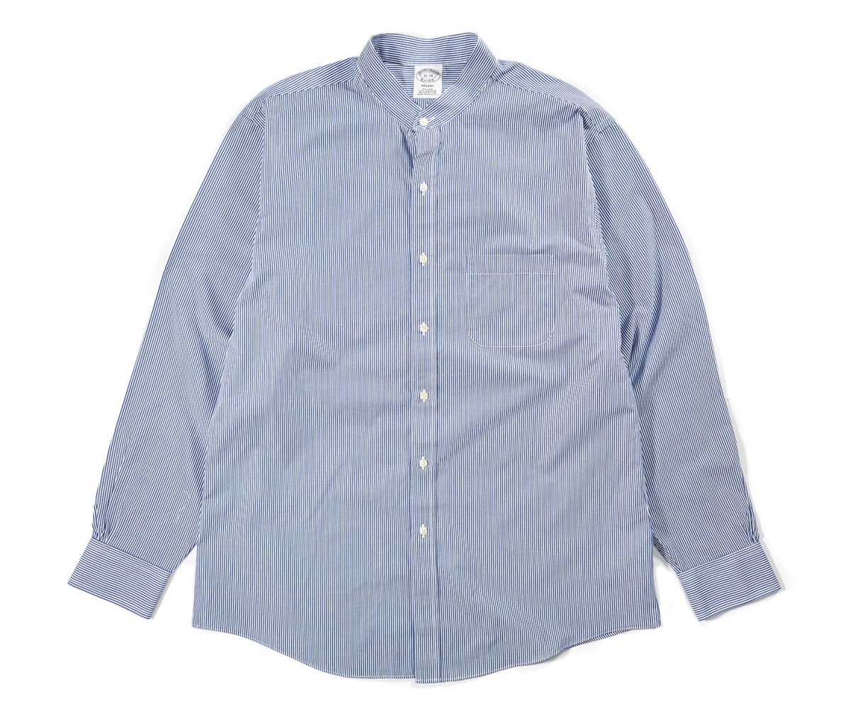 画像1: Used Brooks Brothers Stripe Band Collar Shirt (1)