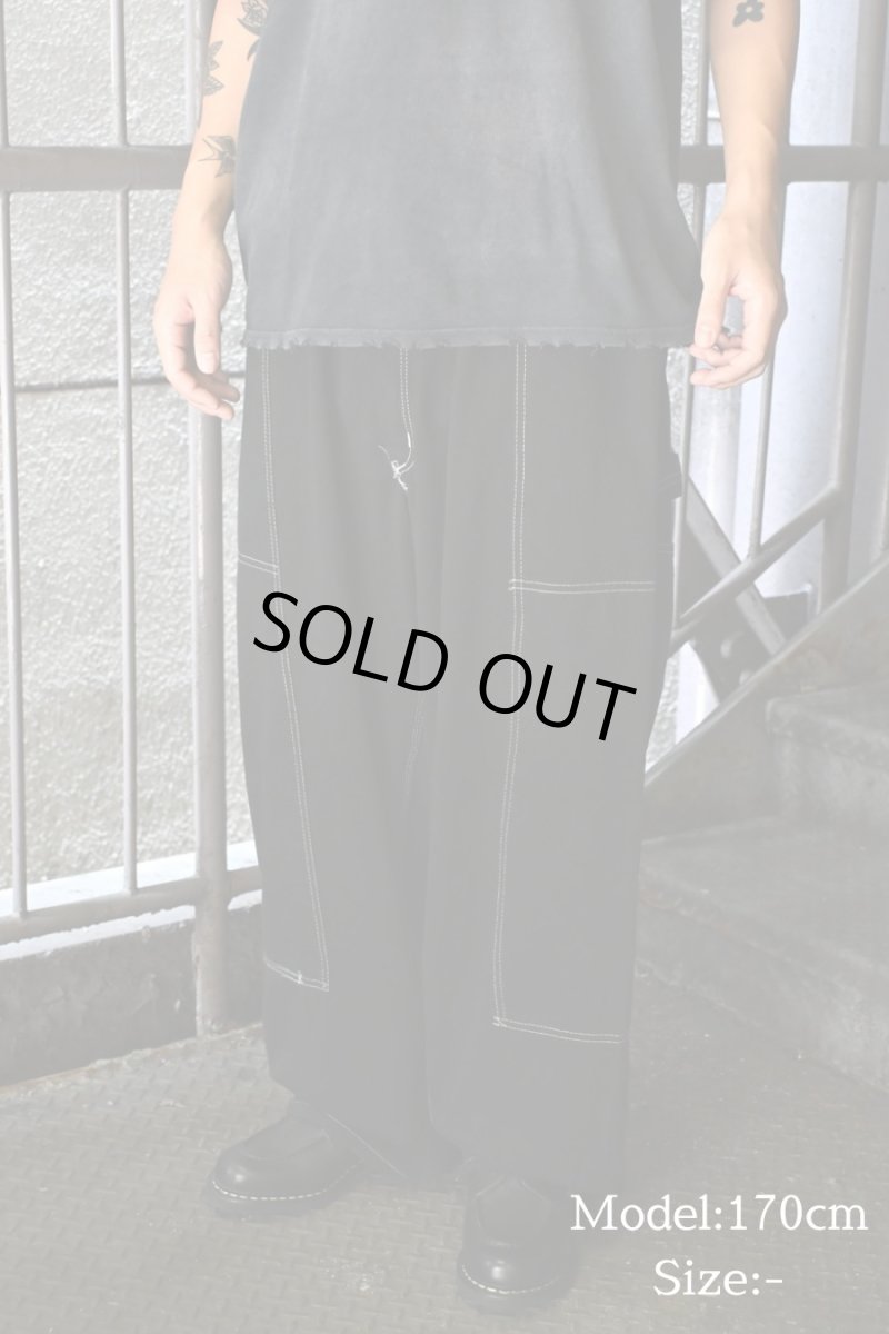 画像9: Deadstock Universal Overall Customized Double Front Big Painter Pants Dyed Black (9)