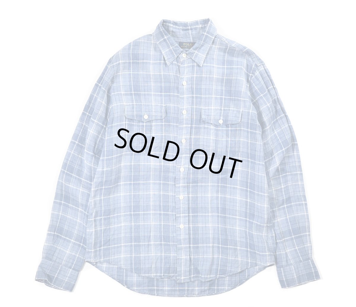 画像1: Used Polo Ralph Lauren Plaid Pattern Linen Shirt (1)