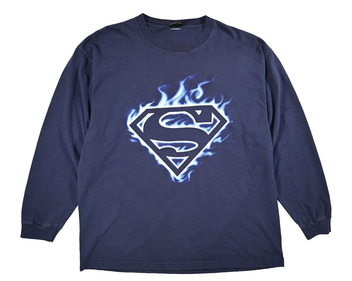 画像1: Used Superman L/S Print Tee (1)