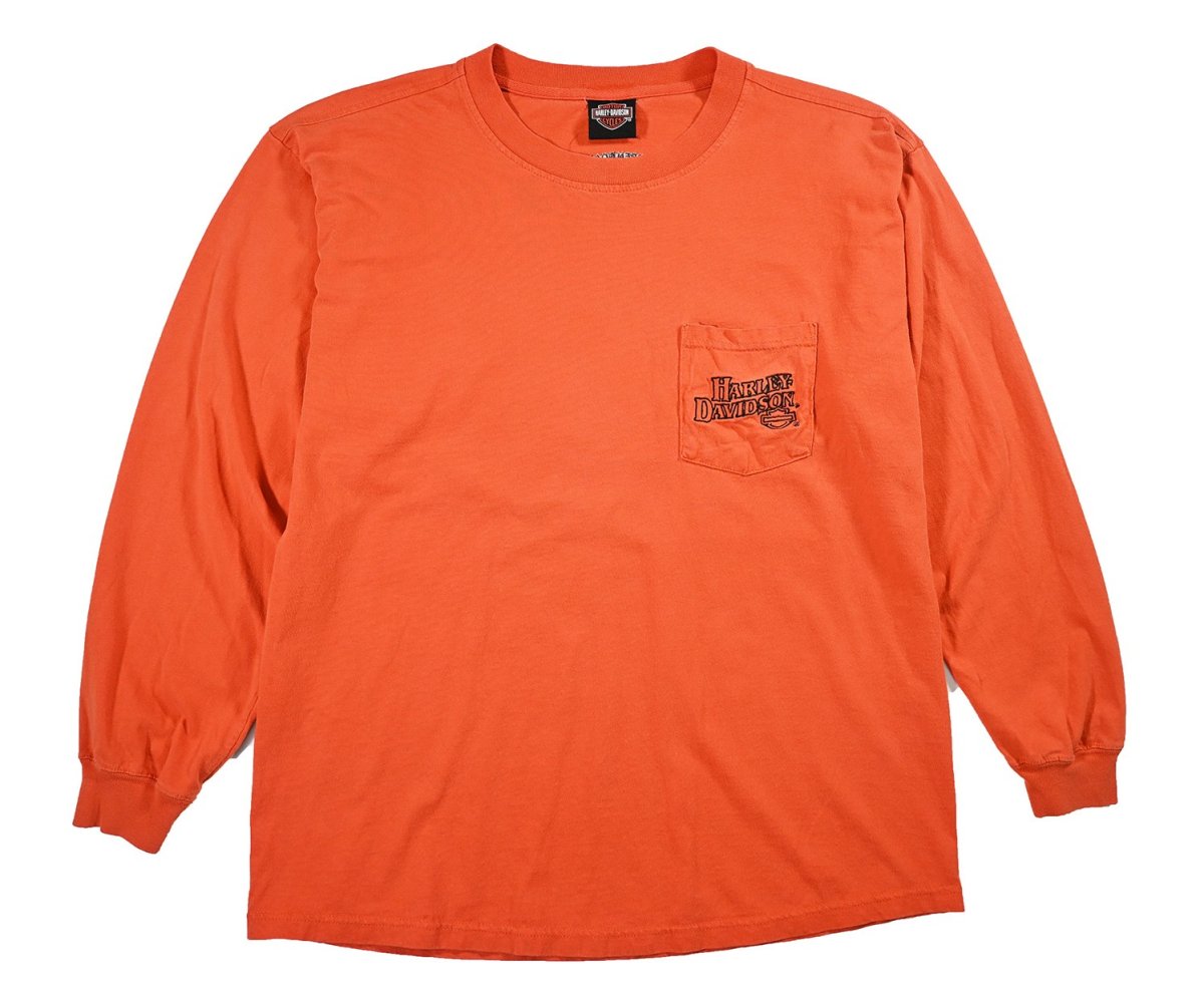 画像1: Used Harley-Davidson L/S Embroidered Pocket Tee (1)