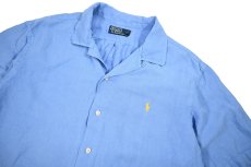 画像2: Used Polo Ralph Lauren Linen/Silk Open Collar S/S Shirt ラルフローレン (2)