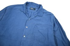 画像2: Used Polo Ralph Lauren Linen/Silk Open Collar L/S Shirt ラルフローレン (2)