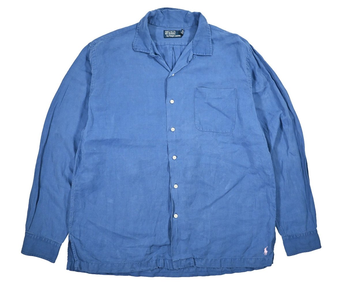 画像1: Used Polo Ralph Lauren Linen/Silk Open Collar L/S Shirt ラルフローレン (1)