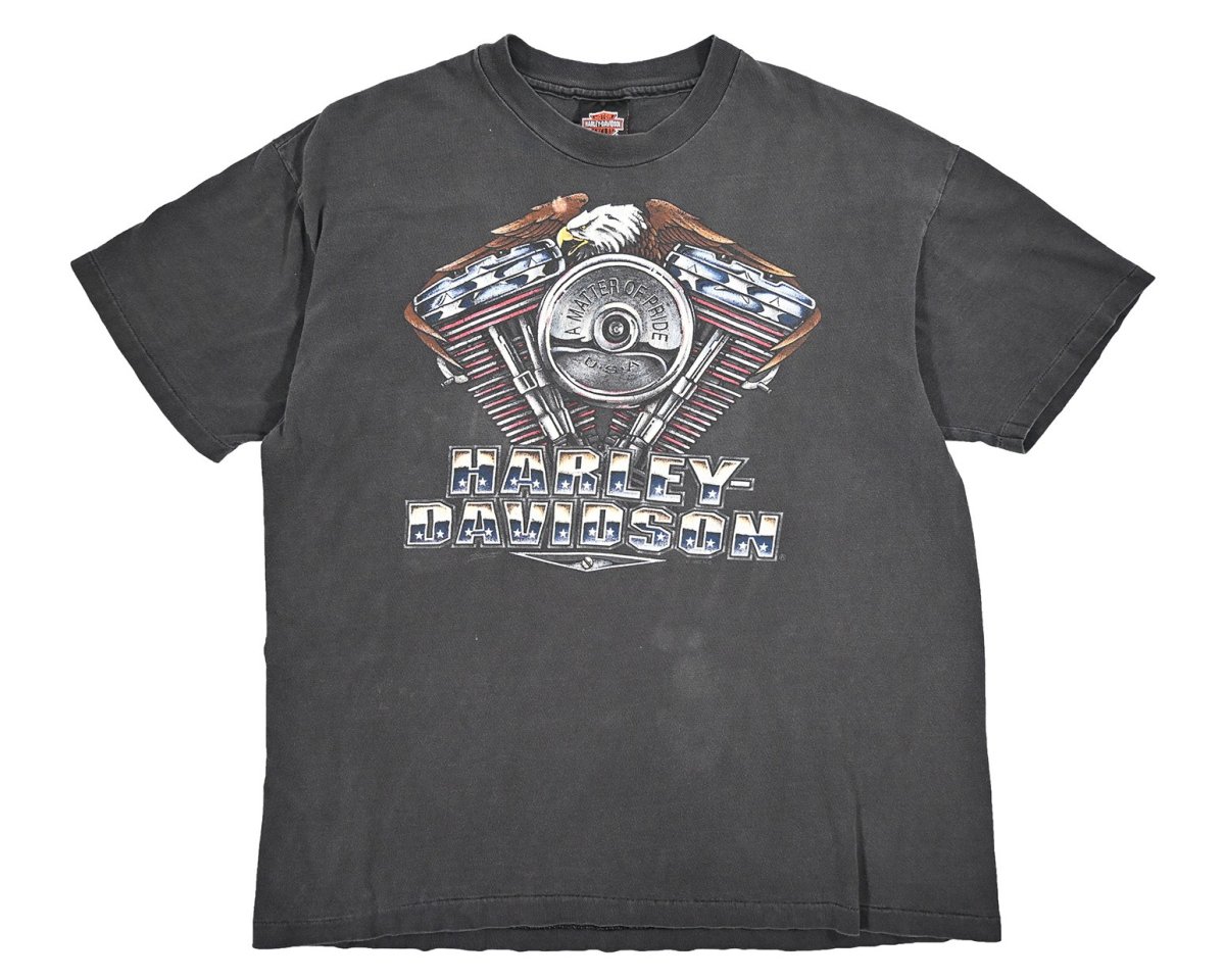 画像1: Used Harley-Davidson Print Tee made in USA (1)