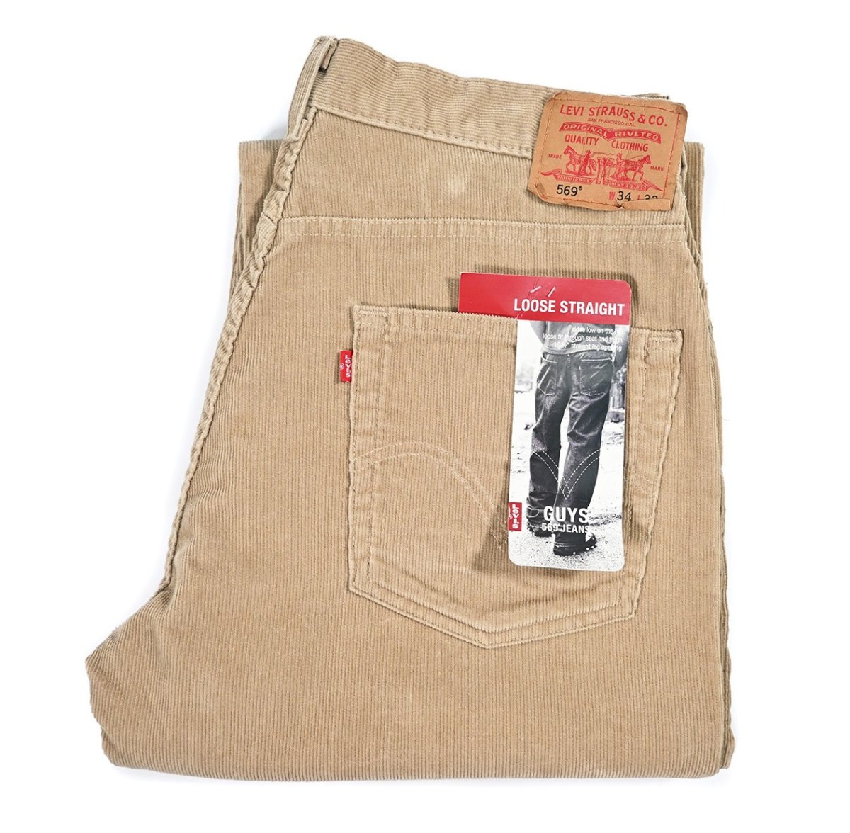 画像1: Deadstock Levi's 569 Corduroy Pants Khaki リーバイス コーデュロイパンツ (1)