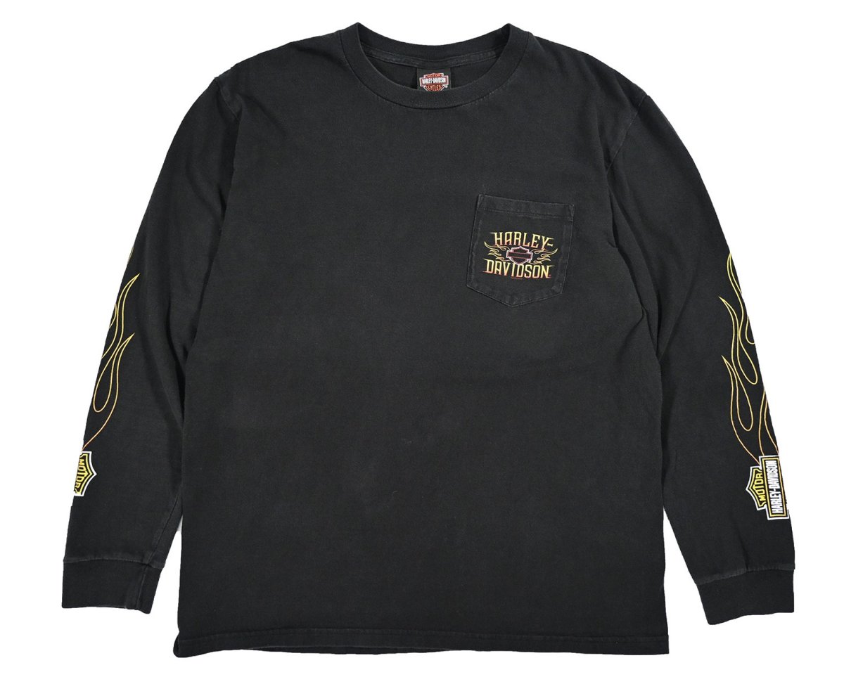 画像1: Used Harley-Davidson L/S Print Pocket Tee (1)