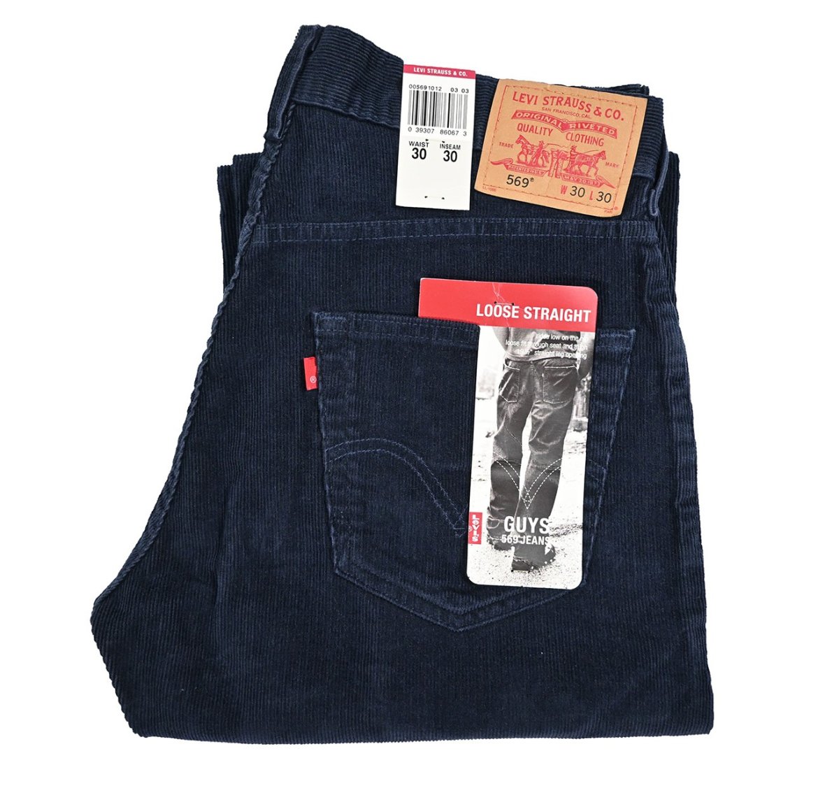画像1: Deadstock Levi's 569 Corduroy Pants Navy リーバイス (1)