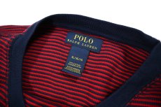 画像4: Used Polo Ralph Lauren Border L/S Thermal Shirt Navy/Burgundy (4)