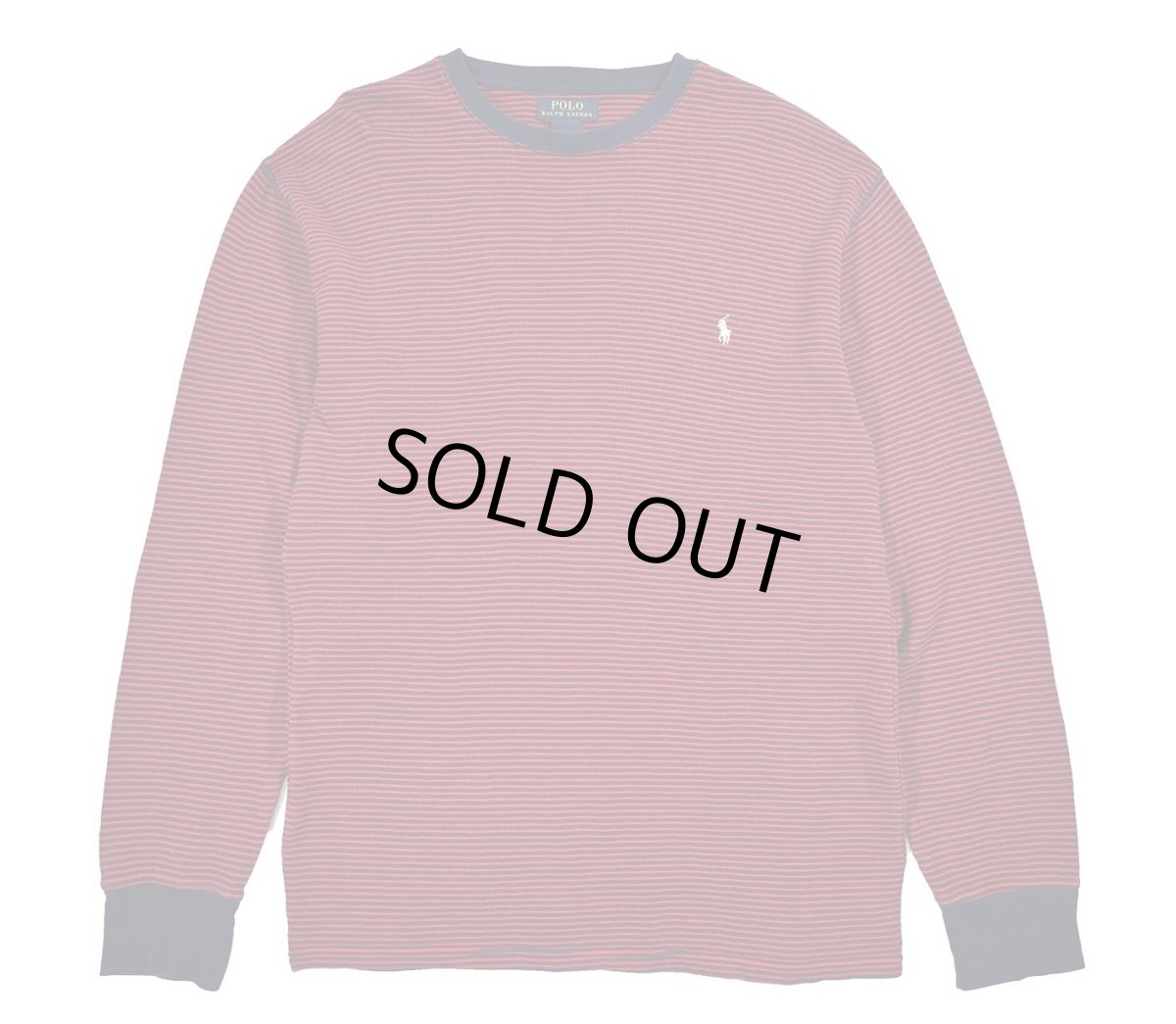 画像1: Used Polo Ralph Lauren Border L/S Thermal Shirt Navy/Burgundy (1)