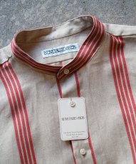 画像4: 【SALE】 Individualized Shirts for DAMAGEDONE "Vintage Linen Red Stripe" (4)