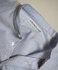 画像3: 【SALE】 Individualized Shirts for DAMAGEDONE "Bengal Stripe Navy" (3)