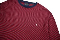 画像2: Used Polo Ralph Lauren Border L/S Thermal Shirt Navy/Burgundy (2)