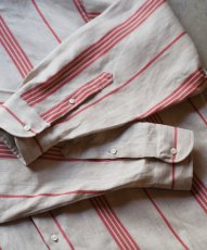 画像3: 【SALE】 Individualized Shirts for DAMAGEDONE "Vintage Linen Red Stripe" (3)