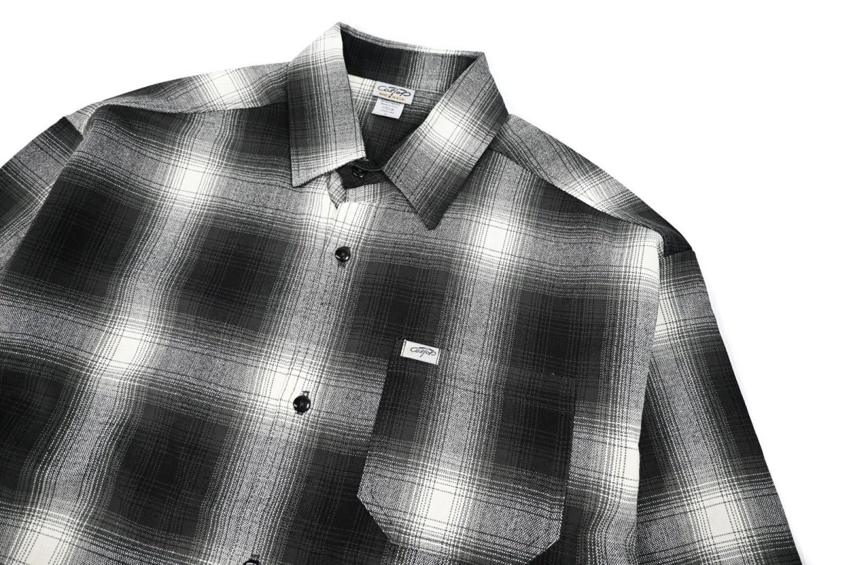 画像2: Caltop Ombre Check Shirt Black/Ivory (2)