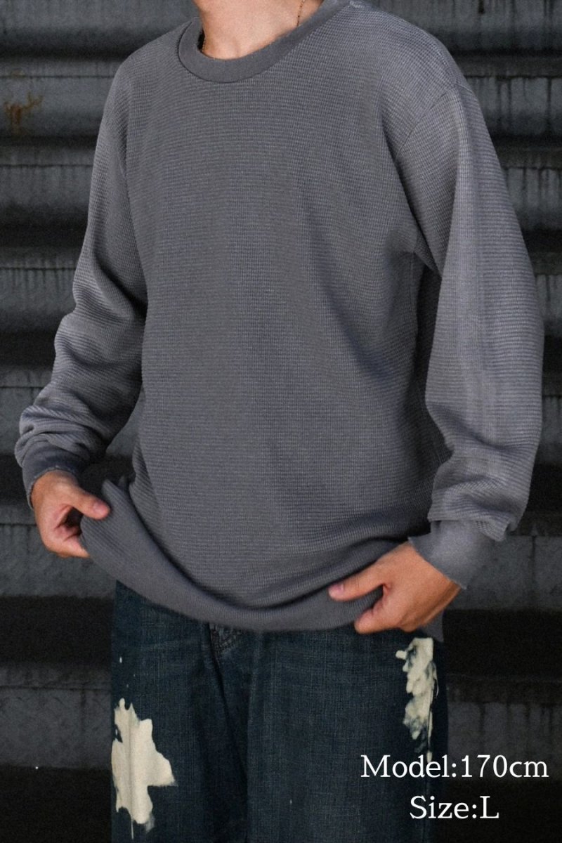 画像6: MOOJI MOOJI US Waffle Thermal Shirt Aged Taupe Grey (6)