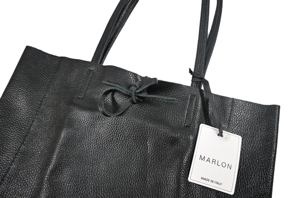 画像2: MARLON FIRENZE Calf Leather Shopper Bag Nero (2)