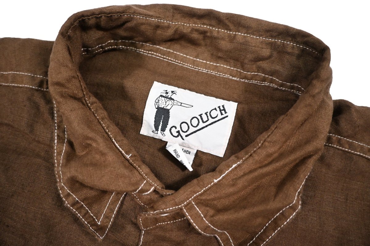 画像4: Deadstock Goouch Customize L/S Linen Shirt Brown (4)