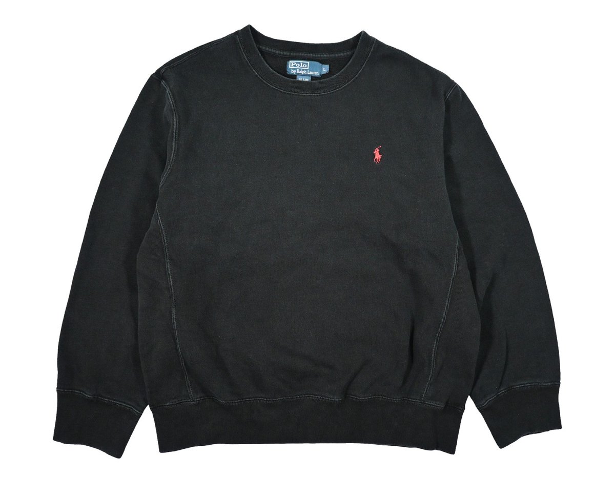 画像1: Used Polo Ralph Lauren Sweat Shirt Black ラルフローレン (1)