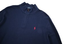 画像2: Used Polo Ralph Lauren Quarter Zip Cotton Knit Navy ラルフローレン (2)
