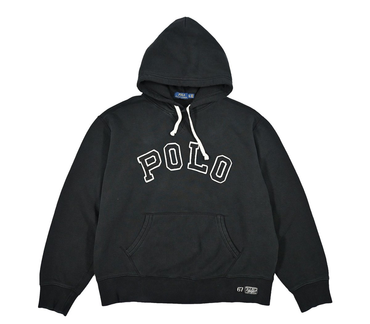 画像1: Used Polo Ralph Lauren Pullover Sweat Hoodie Black ラルフローレン (1)