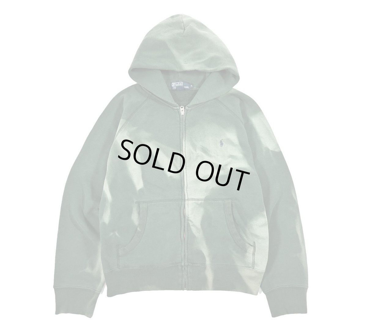 画像1: Used Polo Ralph Lauren Full Zip Sweat Hoodie Fade Green ラルフローレン (1)