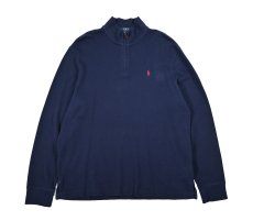 画像1: Used Polo Ralph Lauren Quarter Zip Cotton Knit Navy ラルフローレン (1)