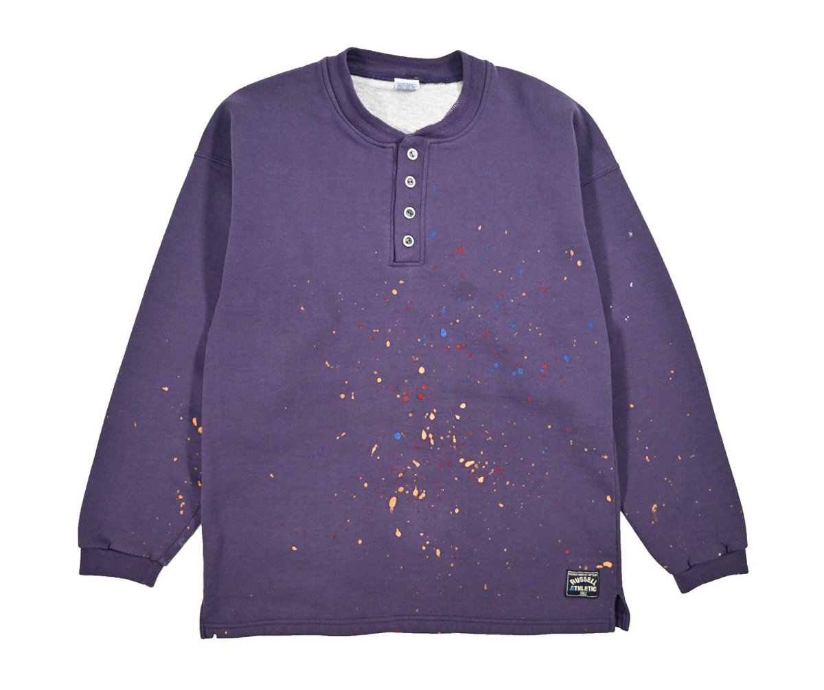 画像1: Used Russell Athletic Henley Neck Sweat Shirt made in USA (1)