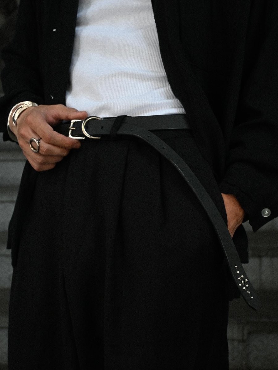 画像4: made in ASAKUSA Deadstock Leather Studs Narrow Belt (4)