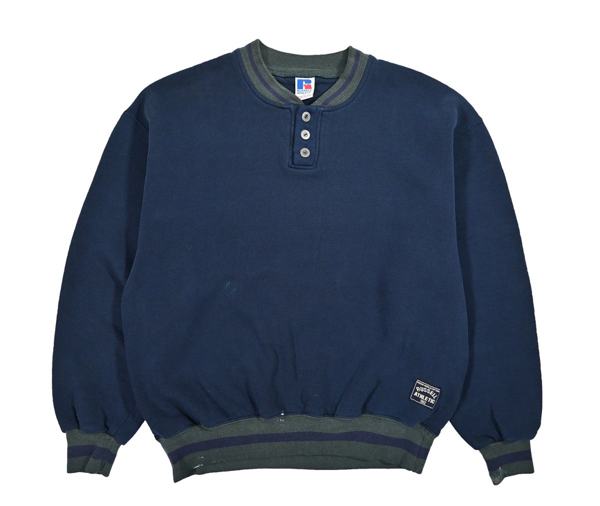 画像1: Used Russell Athletic Henley Neck Sweat Shirt made in USA (1)