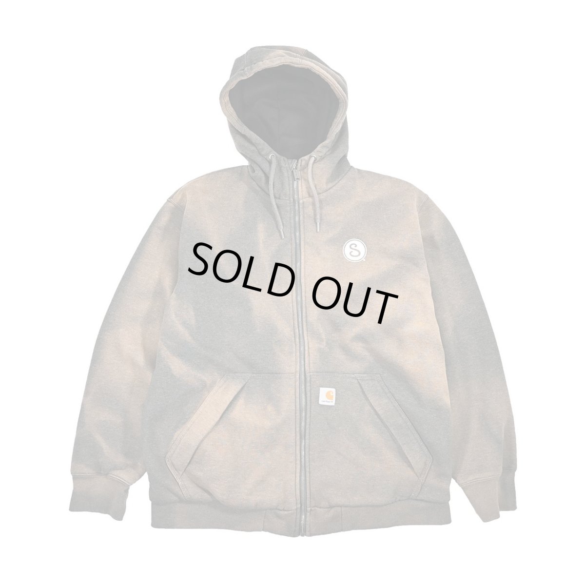 画像1: Used Carhartt Thermal Lined Zip Sweat Hoodie Fade Charcoal (1)