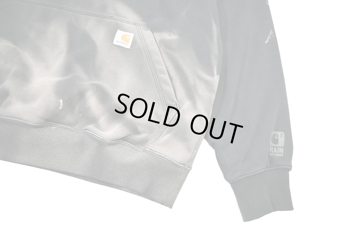 画像4: Used Carhartt Quarter Zip Sweat Hoodie Fade Black (4)