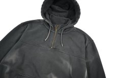 画像3: Used Carhartt Quarter Zip Sweat Hoodie Fade Black (3)