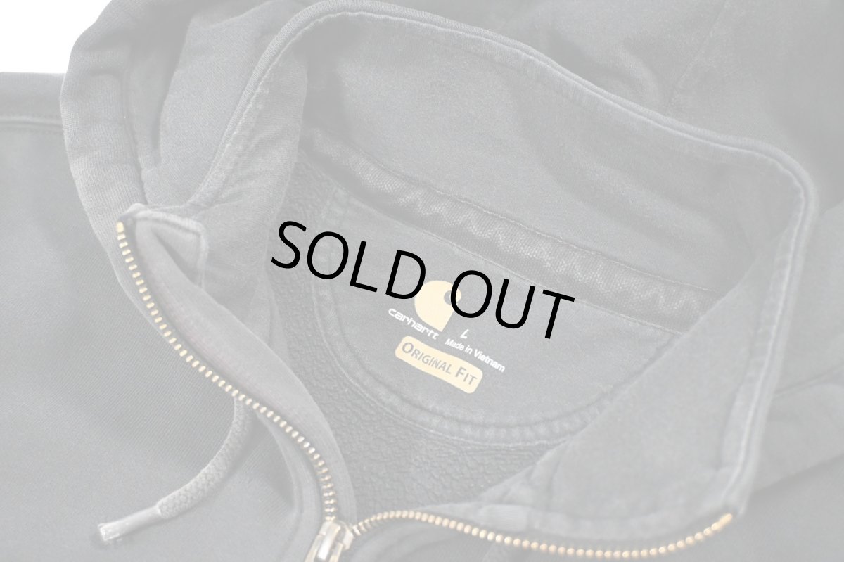 画像5: Used Carhartt Quarter Zip Sweat Hoodie Fade Black (5)