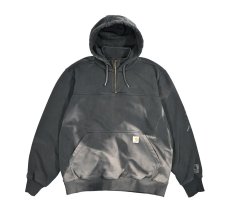 画像1: Used Carhartt Quarter Zip Sweat Hoodie Fade Black (1)