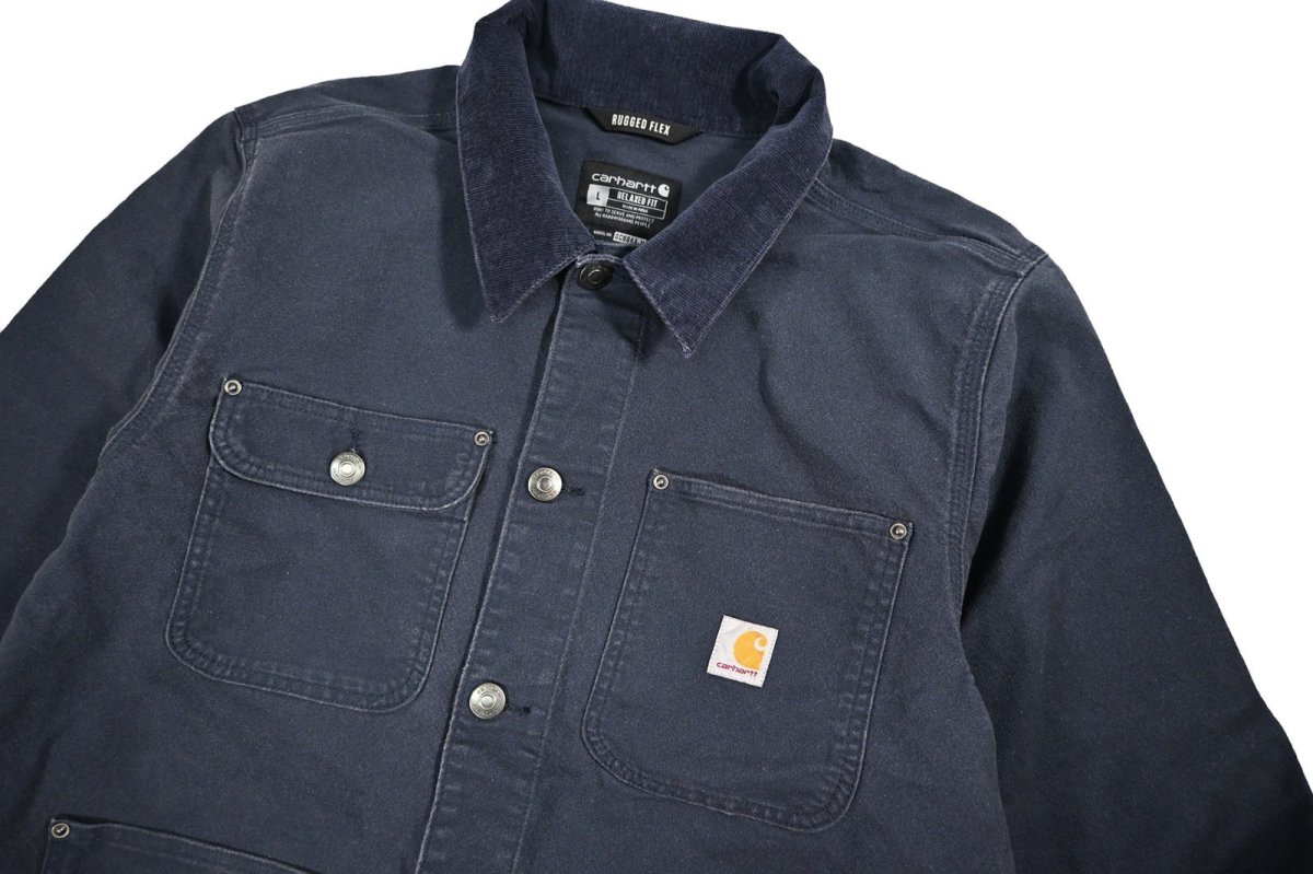 画像3: Carhartt Aged Duck Unlined Chore Coat Navy (3)