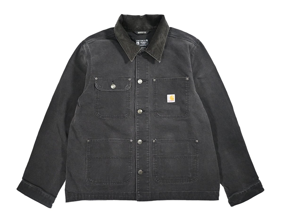 画像1: Carhartt Aged Duck Unlined Chore Coat Black (1)
