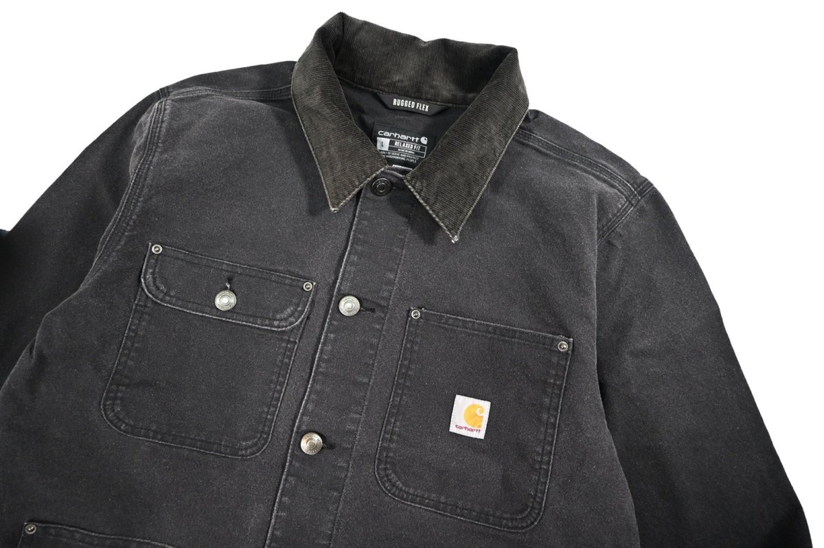 画像3: Carhartt Aged Duck Unlined Chore Coat Black (3)
