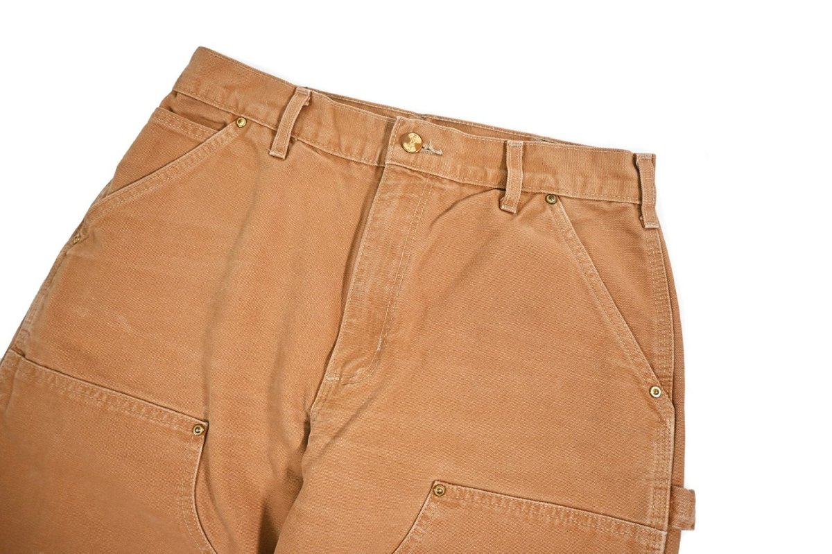 画像2: Used Carhartt Duck Double Knee Carpenter Pants Cut Off Brown made in USA カーハート (2)