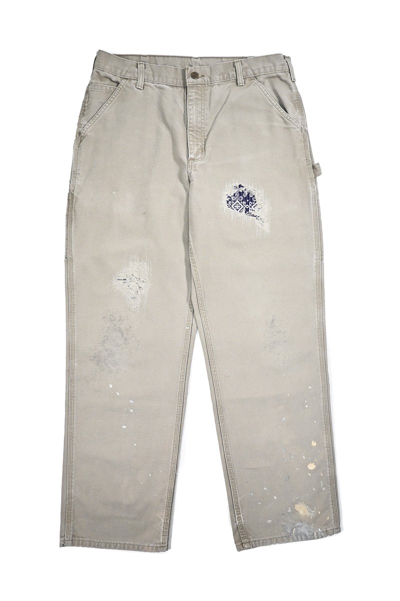 画像1: Used Carhartt Customized Duck Carpenter Pants Desert カーハート (1)