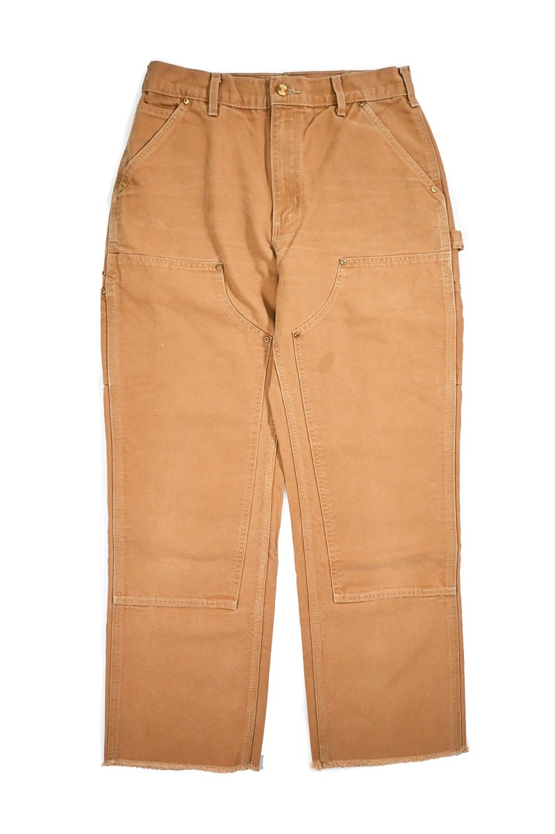 画像1: Used Carhartt Duck Double Knee Carpenter Pants Cut Off Brown made in USA カーハート (1)