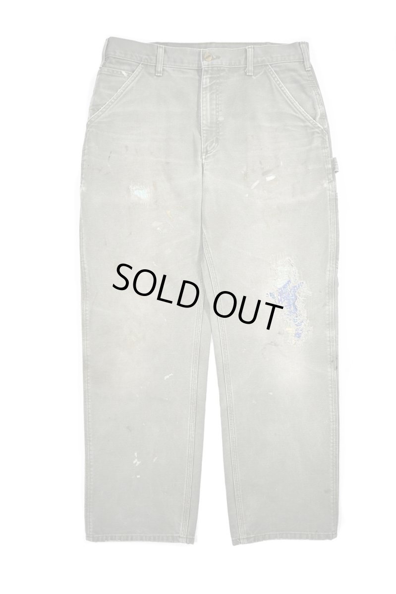 画像1: Used Carhartt Customized Duck Carpenter Pants Moss カーハート (1)