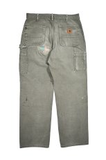 画像2: Used Carhartt Customized Duck Carpenter Pants Moss カーハート (2)
