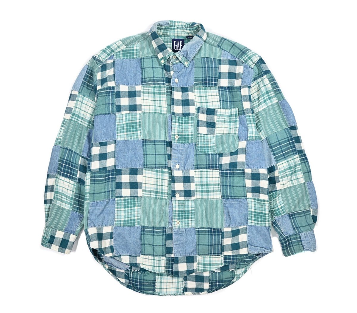画像1: Used Gap Patchwork Flannel B/D Shirt (1)