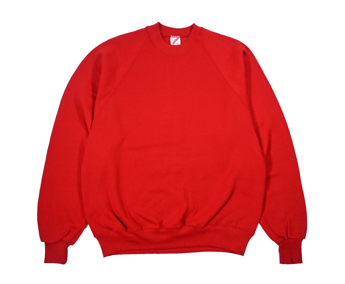 画像1: Deadstock Jerzees Raglan Sleeve Blank Sweat Shirt Red made in USA (1)
