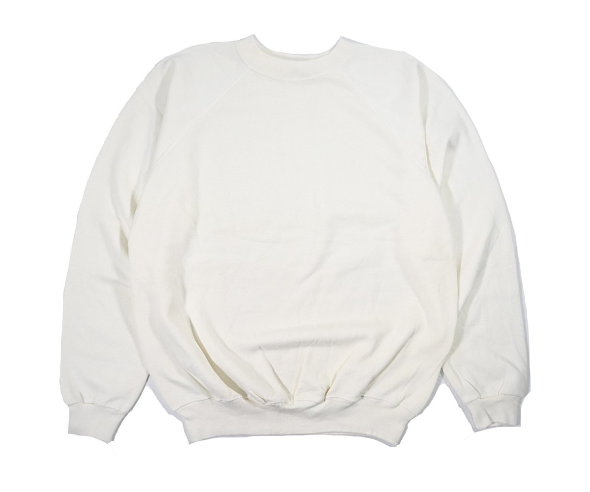 画像1: Deadstock Hanes Raglan Sleeve Blank Sweat Shirt White made in USA (1)