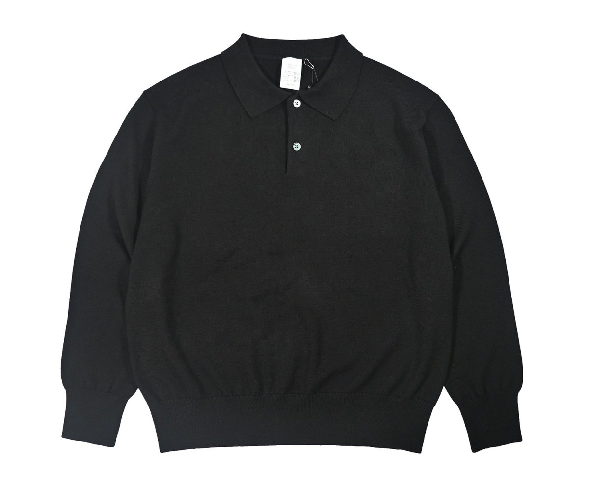 画像1: DAMAGE DONE High Gauge Merino Wool Knit Polo Black (1)