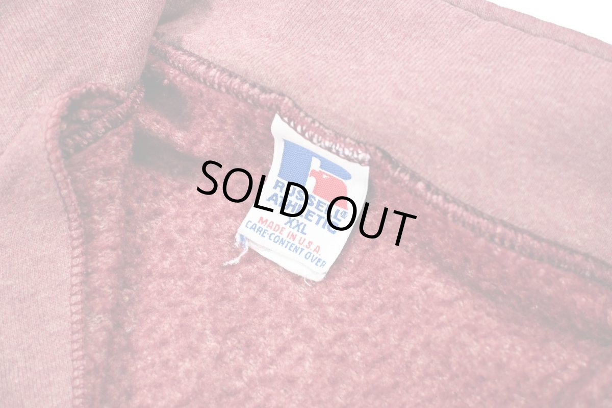 画像4: Used Russell Athletic Blank Quarter Zip Sweat Shirt Red made in USA (4)