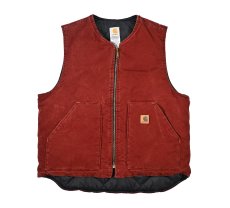 画像1: Used Carhartt Duck Vest Clay made in USA (1)